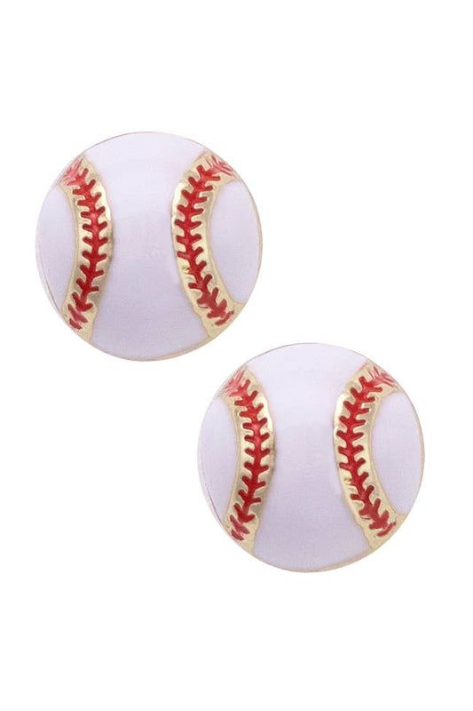 Earrings - Baseball Enamel Stud