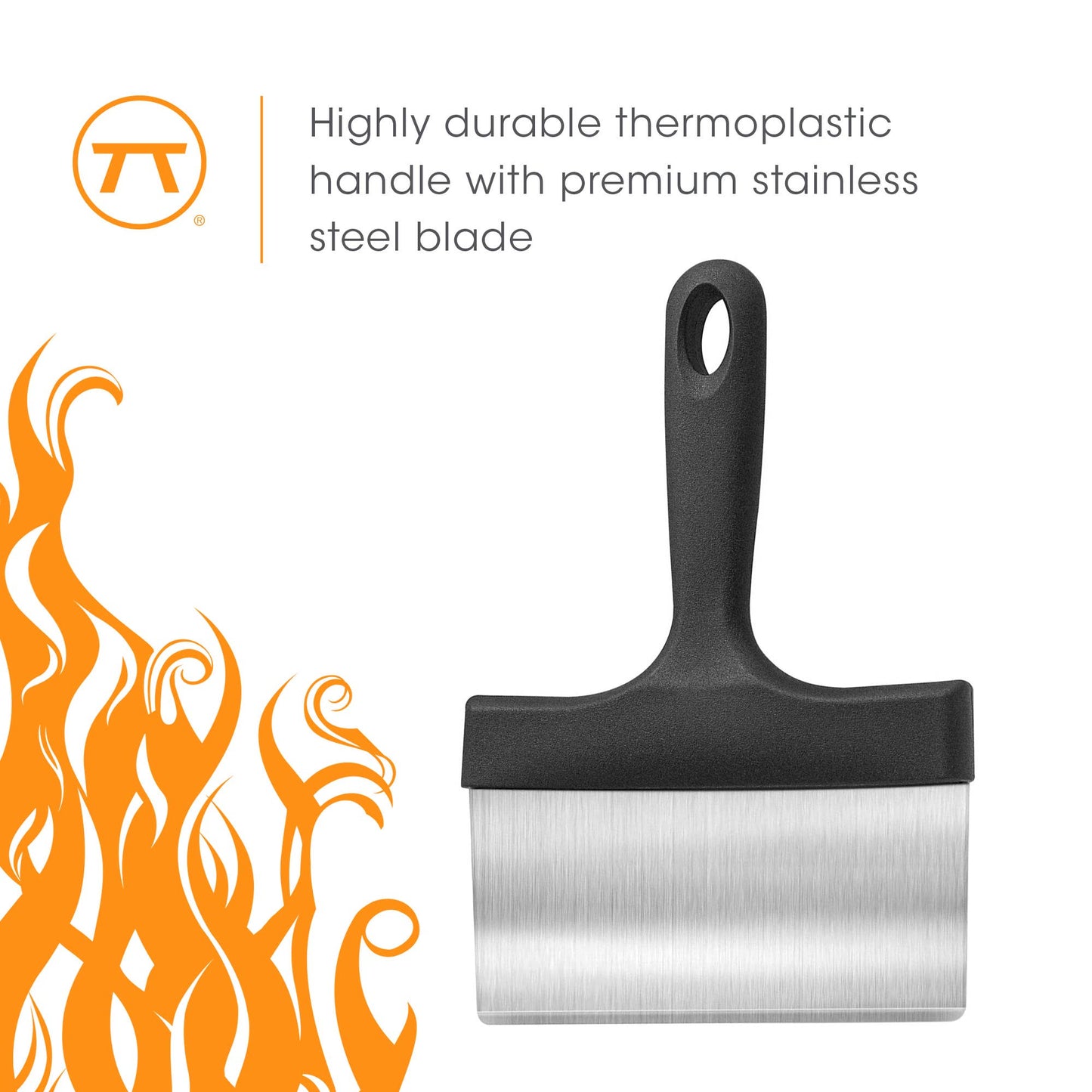 Home and Garden | Outset Stainless Steel Griddle Scraper with Handle,9” x 6.4"