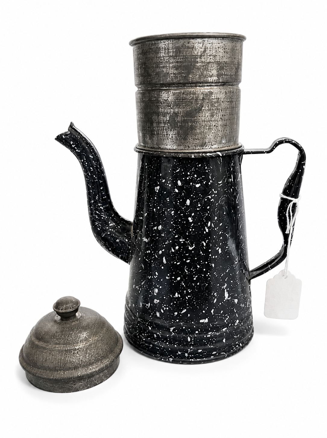 Coffee Pot - Vintage Black Enamel