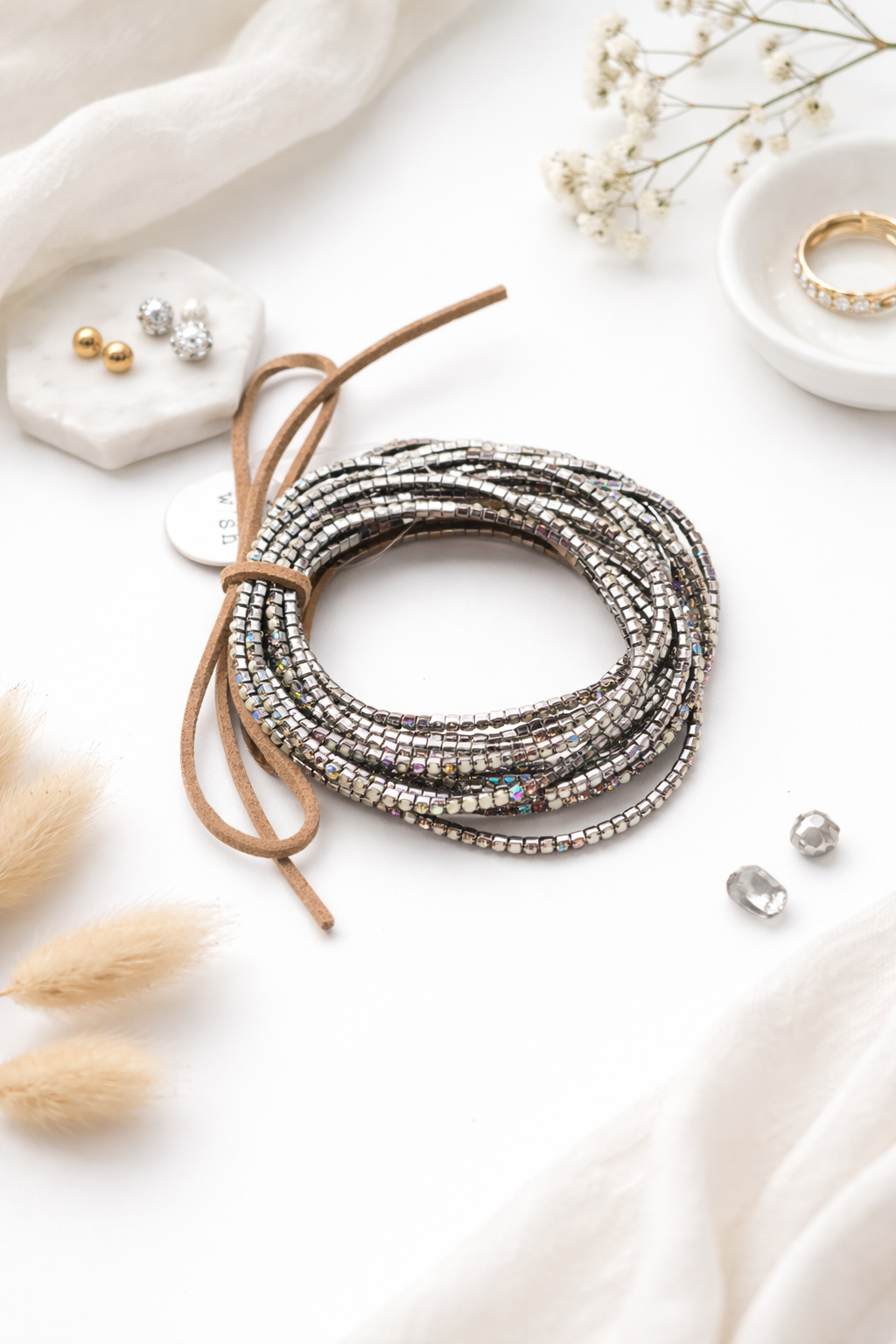 Ribbon Pearl Rhinestone Bracelet