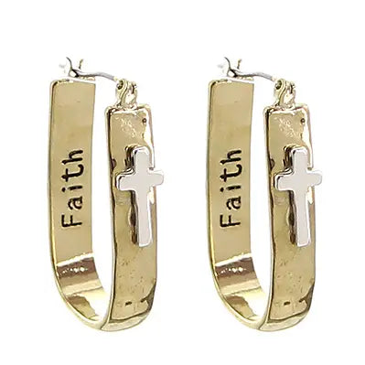 Jewelry | Earrings Silver/Gold Overhanging Cross Hoop