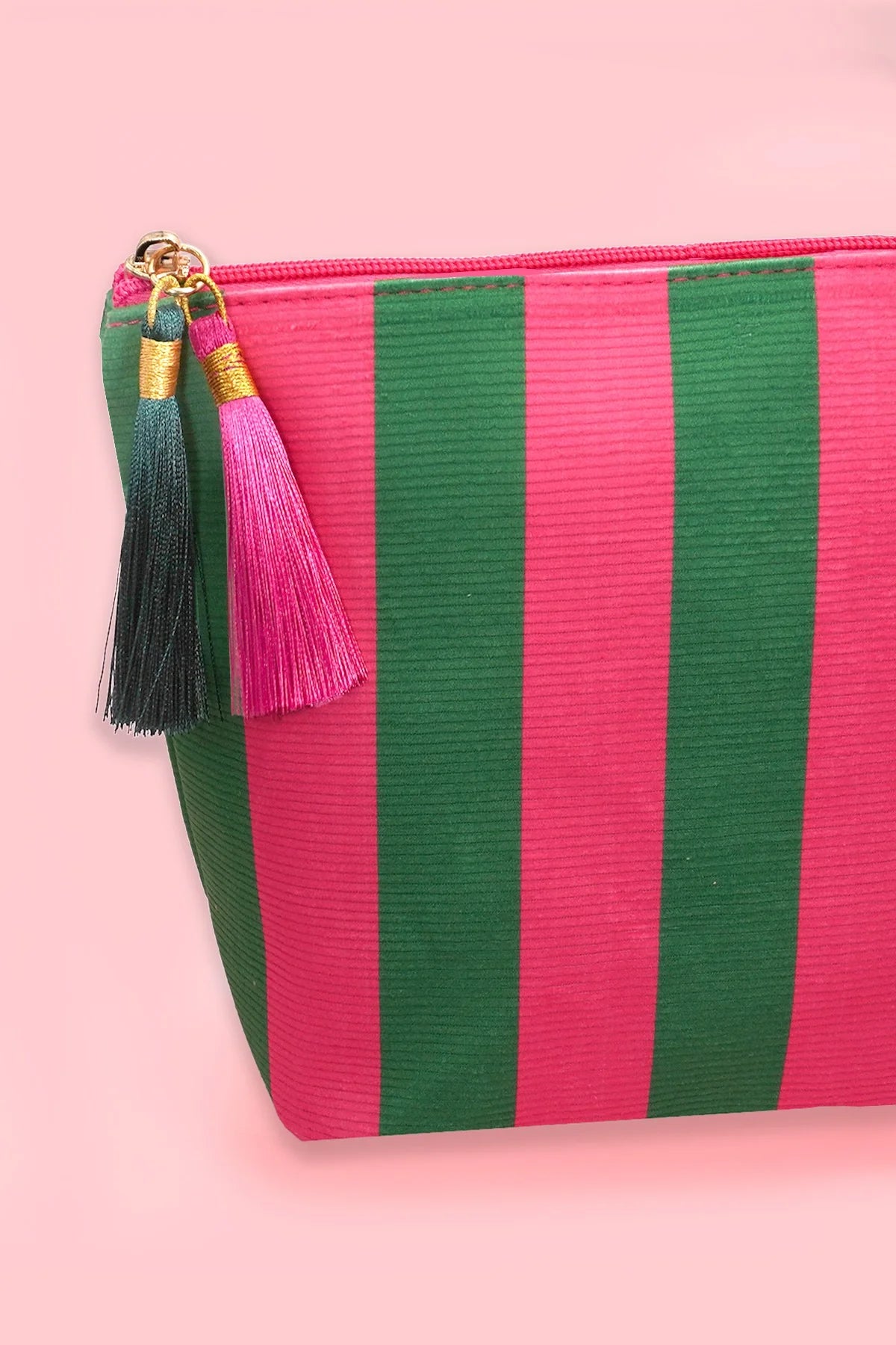 Makeup Bag - Pink & Green Stripe