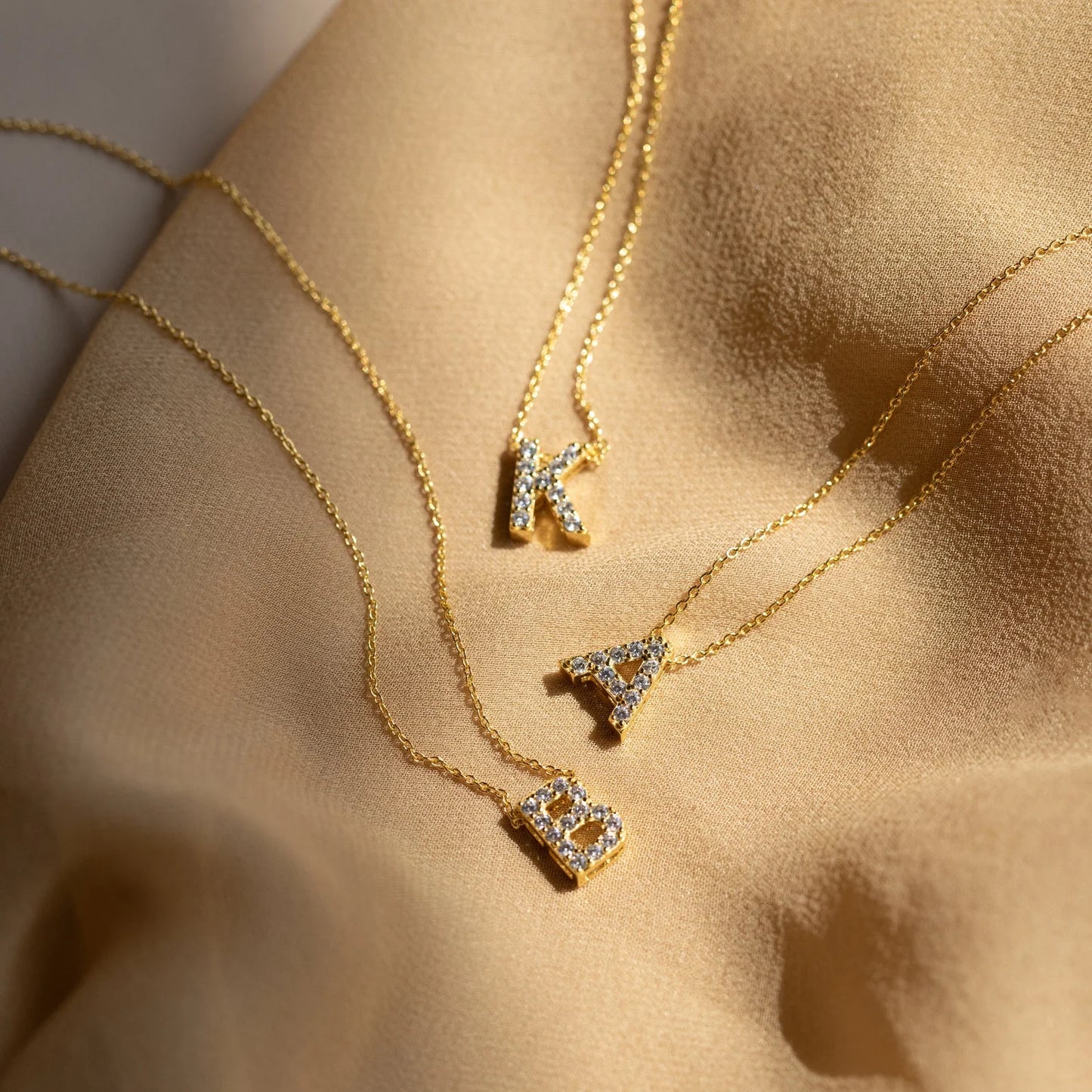 Necklace | Gold Initial Rhinestone Necklace