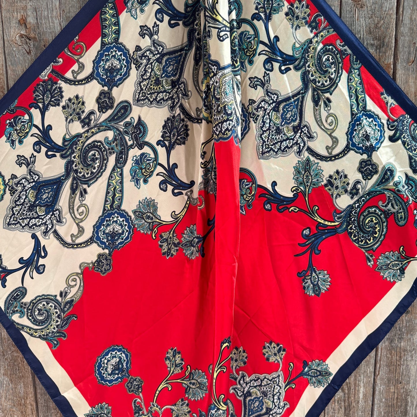 Scarf - Red & Navy Paisley