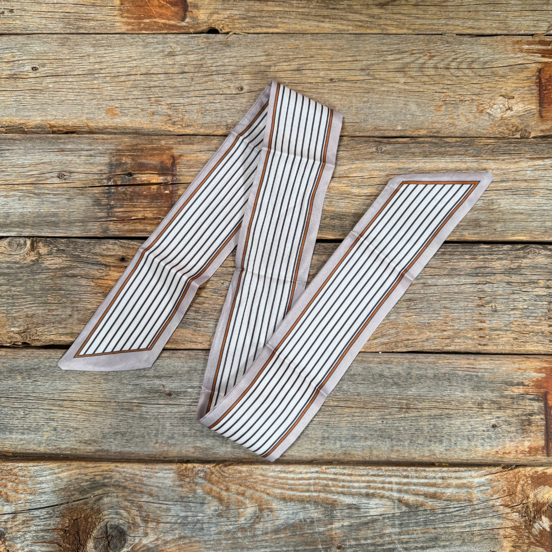 Scarf - Mini Cream & Brown Striped
