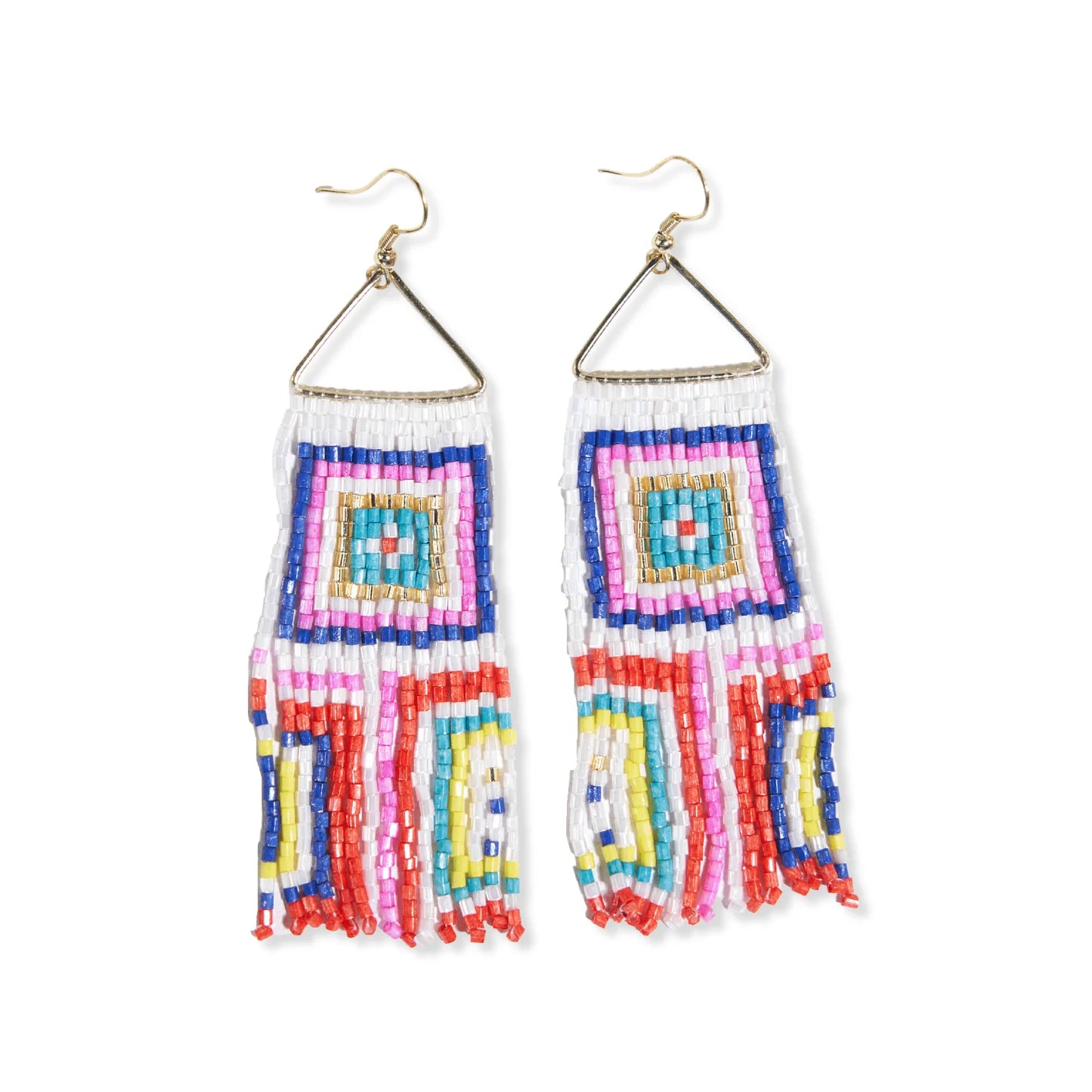 Jewelry | Earrings Ink & Alloy - Brooke Squares Beaded Fringe  Neon White