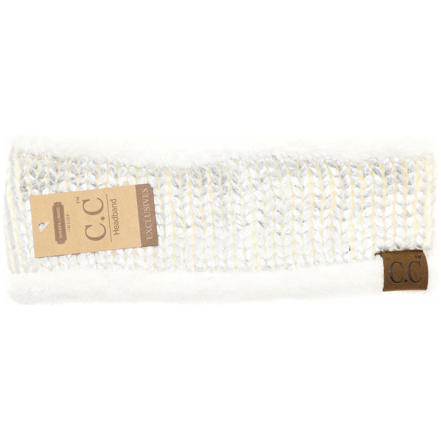 Accessories | C.C Head Wrap Metallic Foil Ivory/Silver