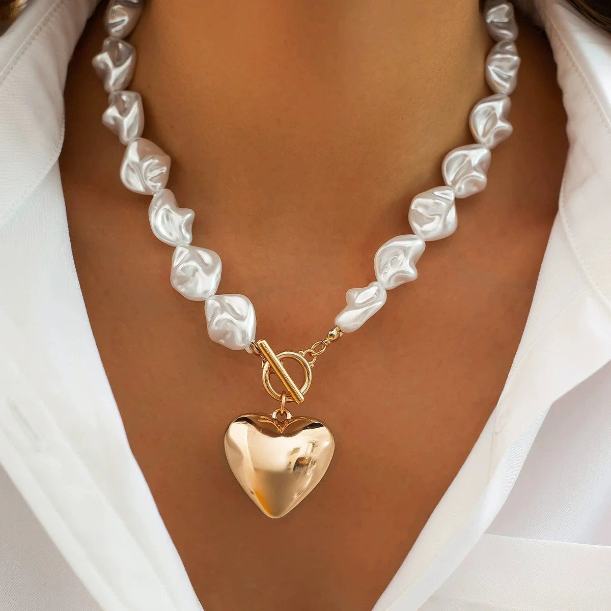 Jewelry | Necklace Pearl Beaded Heart Charm