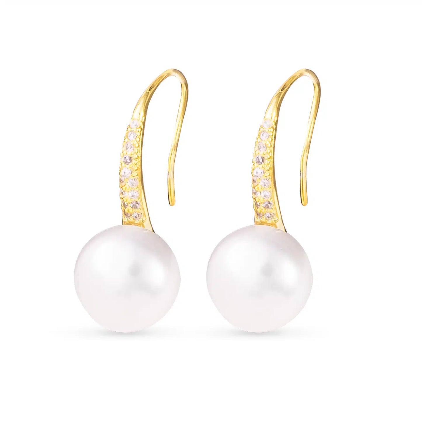 Earrings - Gold Pearl Stud Hoop