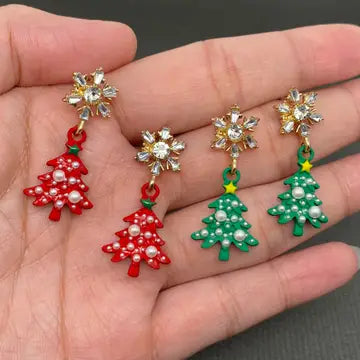 Jewelry | Earrings Christmas Tree Rhinestone