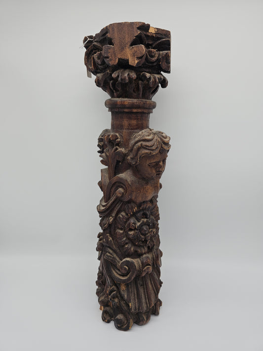 Collectibles | Antique Angel Carved Wooden Collumn