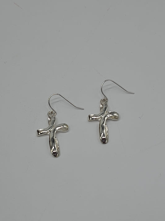 Jewelry | Earrings Wave Cross Silver Metal Dangle