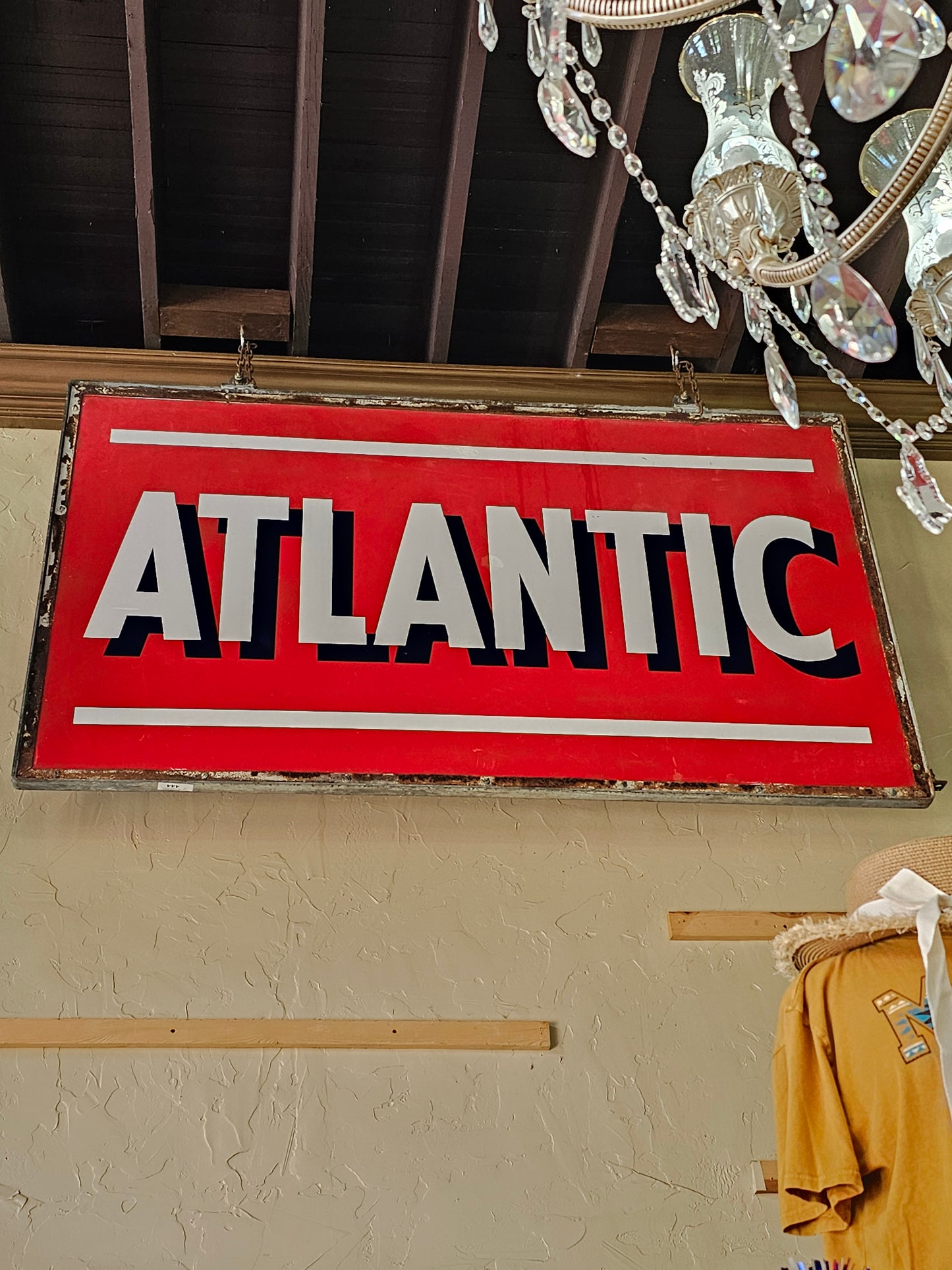 Vintage Atlantic Metal Gas Station Sign