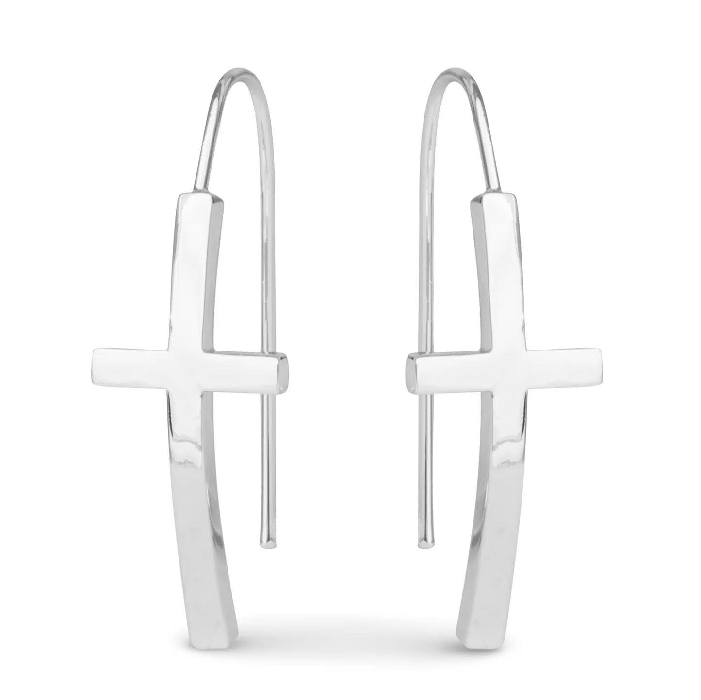 Earrings - Silver Cross Drop