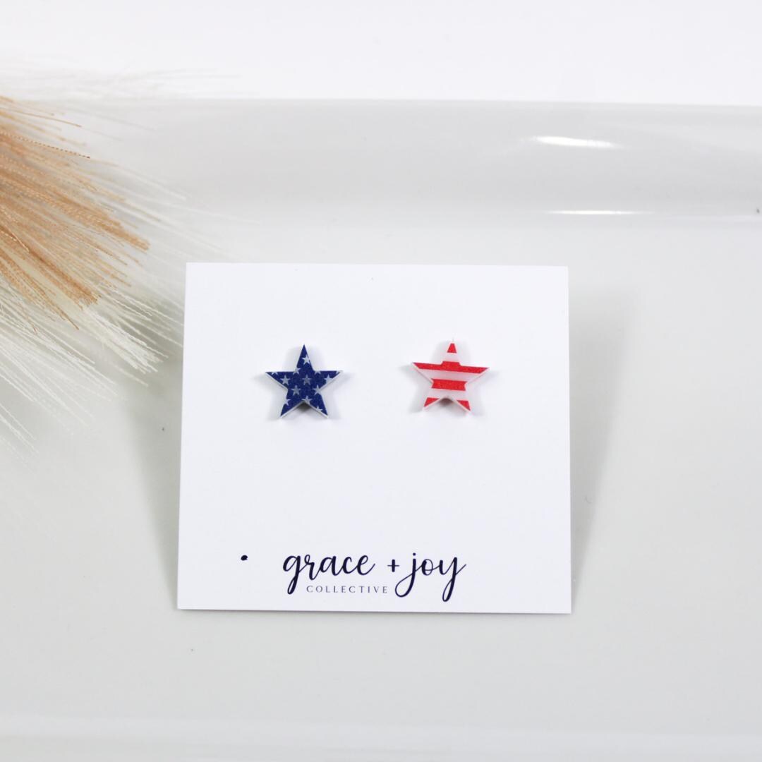 Earrings - Patriotic Star Stud