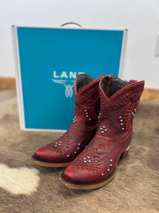 Boots | Lane Bootie Smoldering Ruby Red With Studs