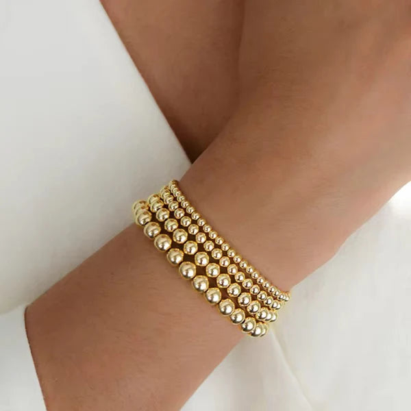 Jewelry | Bracelet Stainless Steel Gold Beaded