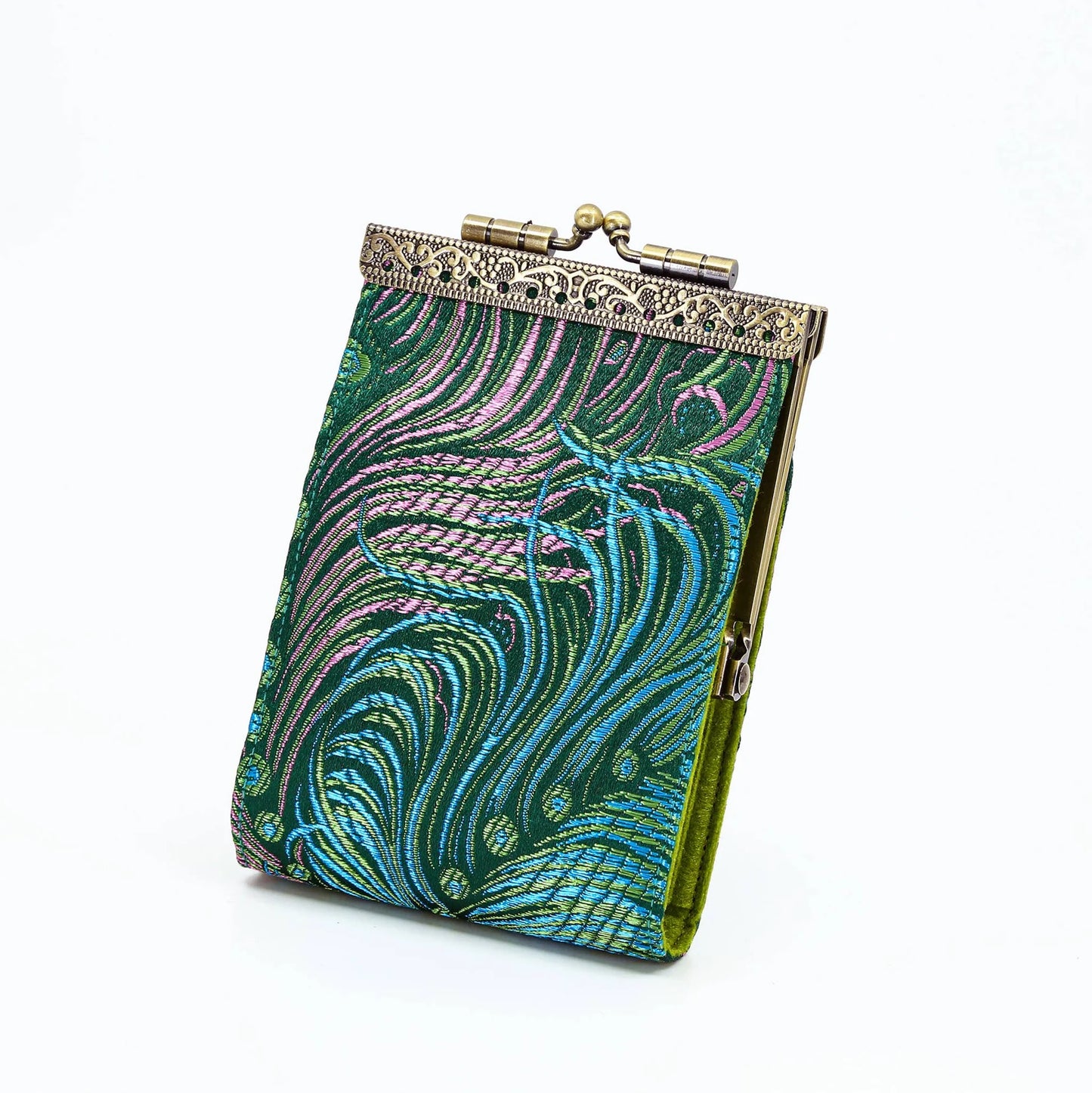 Accessories | Card Holder Peacock Brocade Teal And Pink