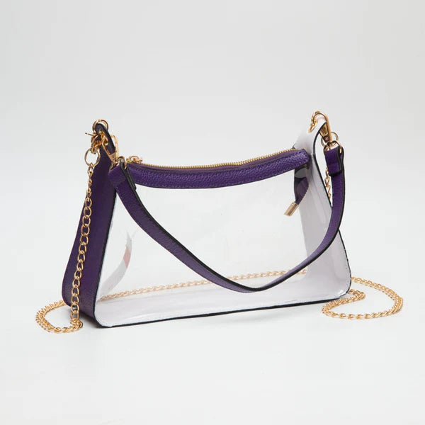 Bags | Purple Clear Satchel With Chain Strap
