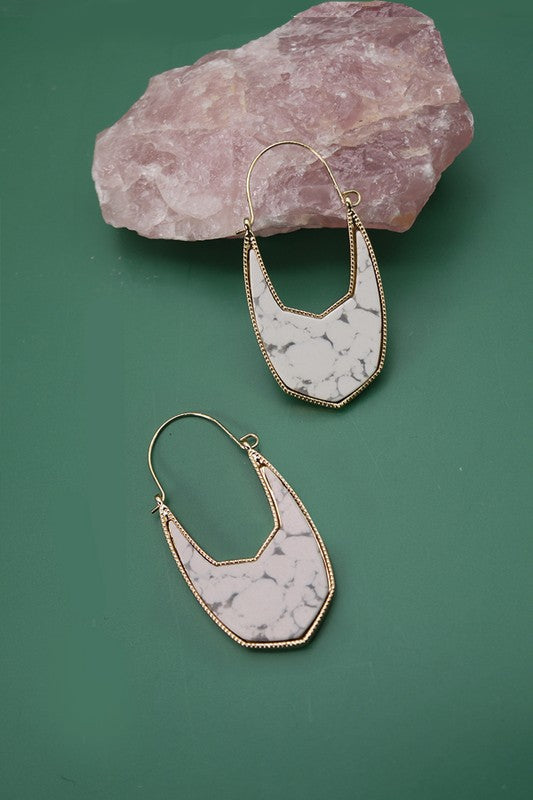 Natural Stone Geometric Hoop Earring