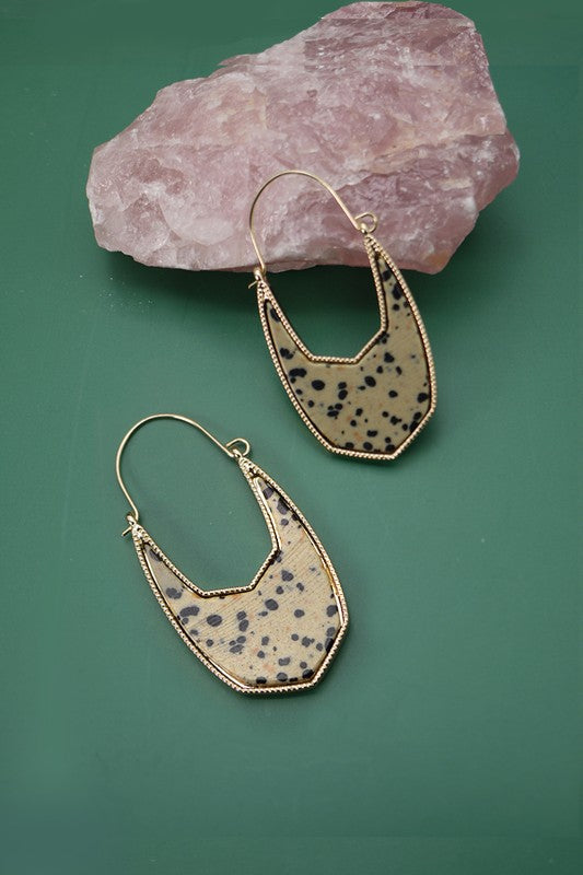 Natural Stone Geometric Hoop Earring