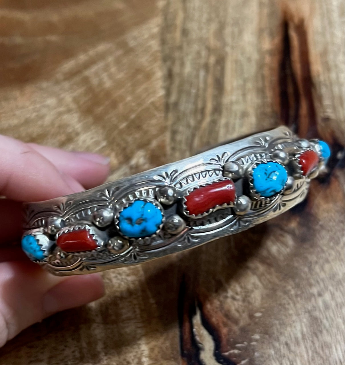 Turquoise | Authentic Turquoise & Coral Cuff