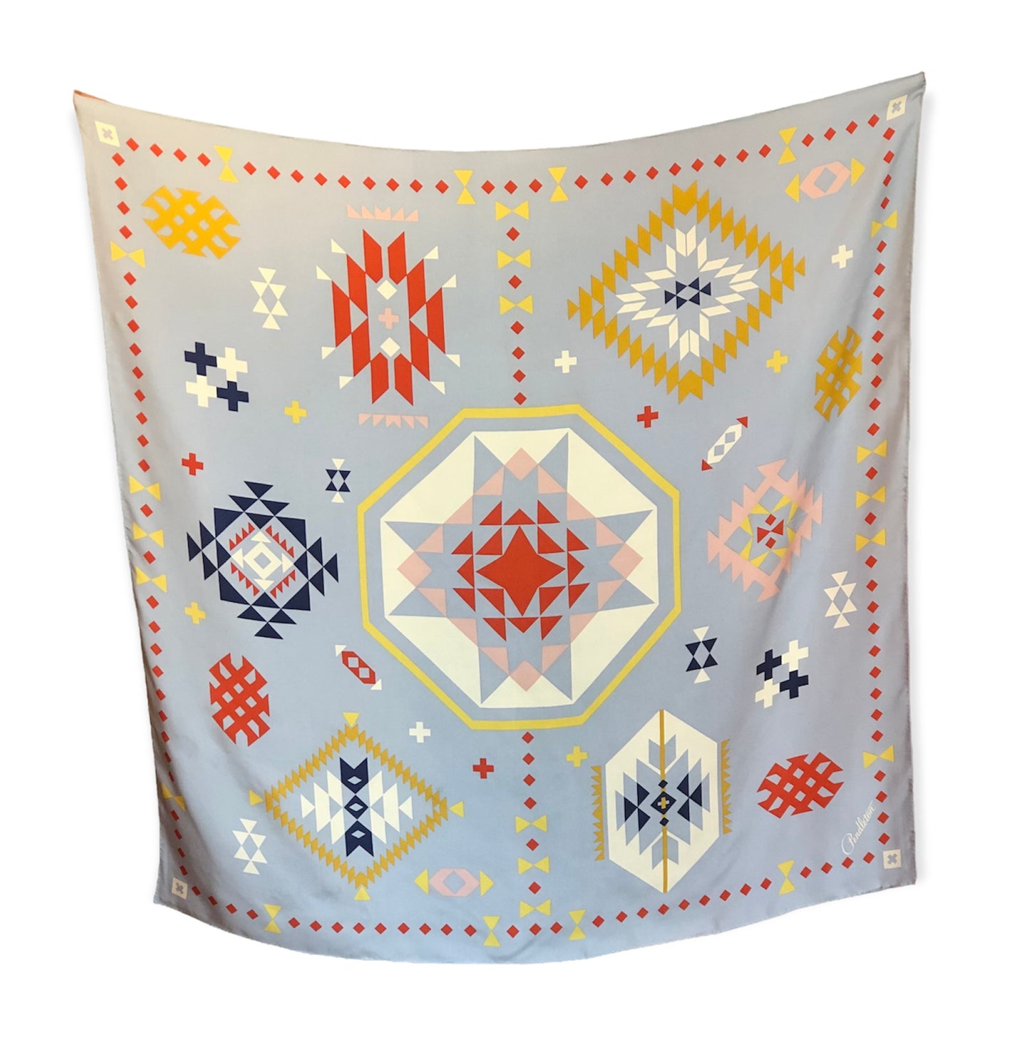 Wild Blossoms Blue Silk Scarf