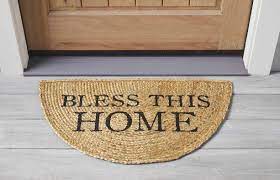 Mudpie Half Moon Home Mat "Bless This Home"