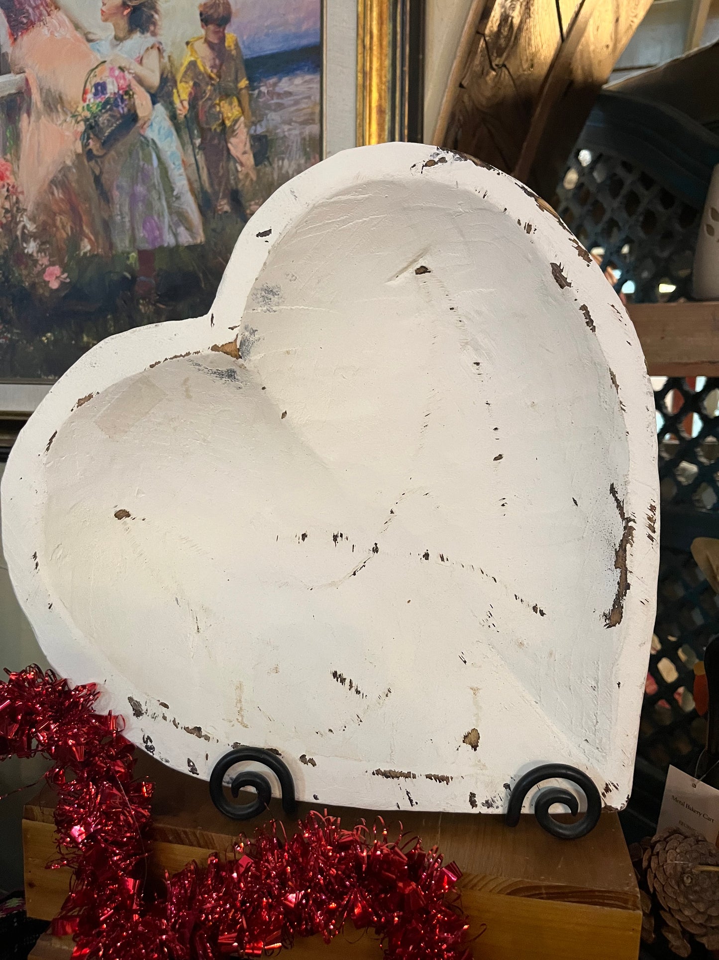 Home Decor | Large Heart Dough Bowl White