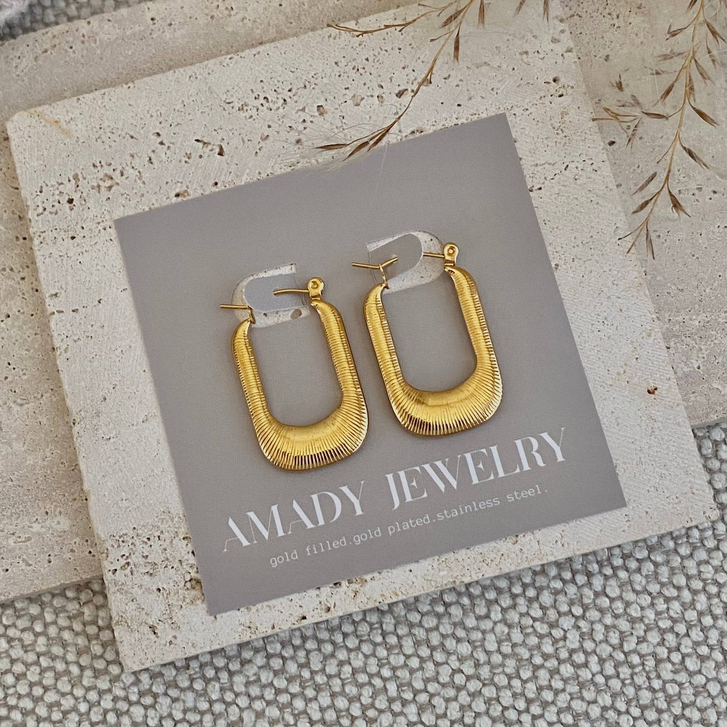Earrings - Textured Long Hoop