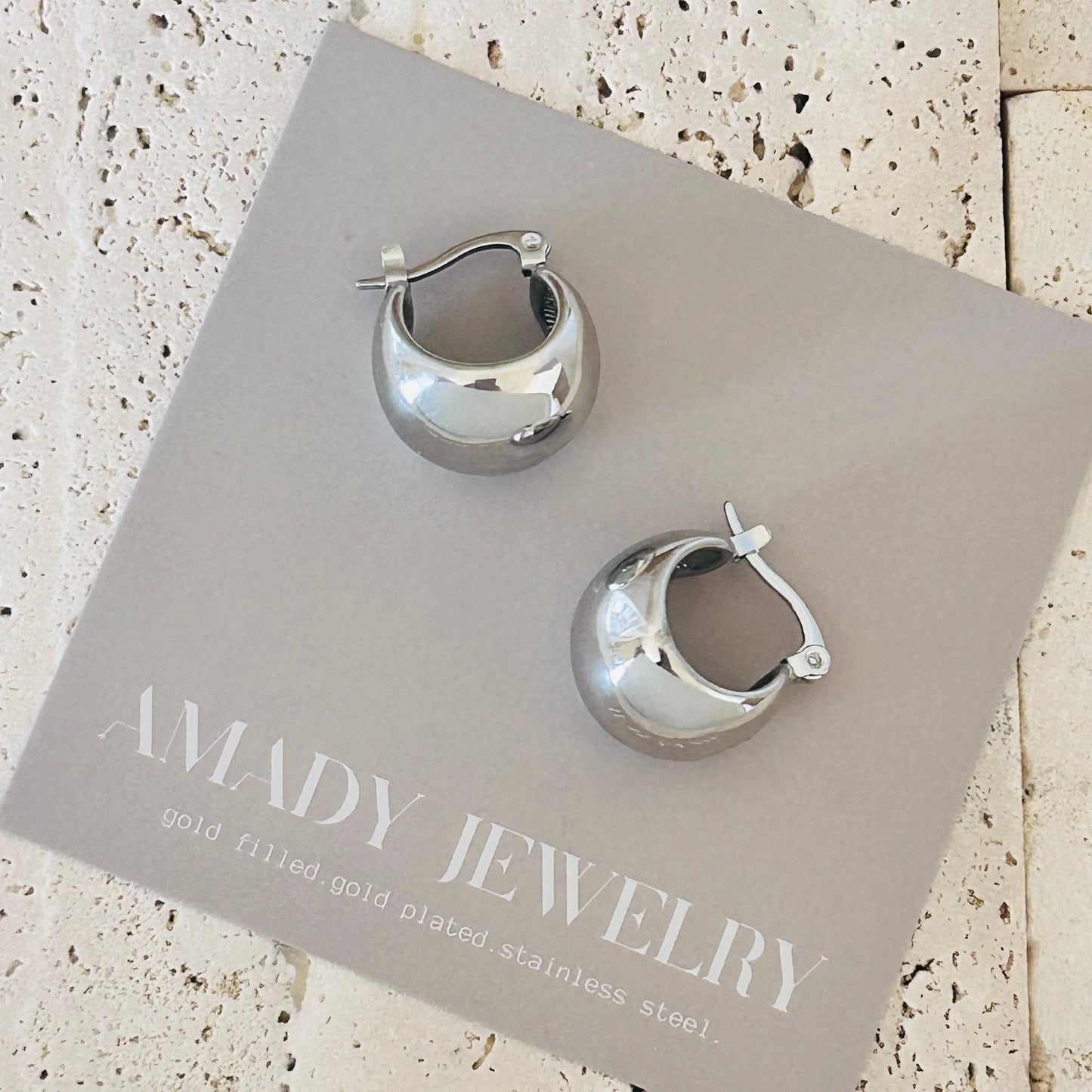 Earrings - Silver Rhodium Chunky Hoop