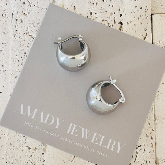 Earrings - Silver Rhodium Chunky Hoop
