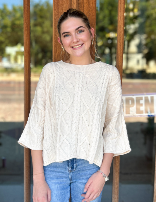 Tops | Sweater Ecru Solid Knit
