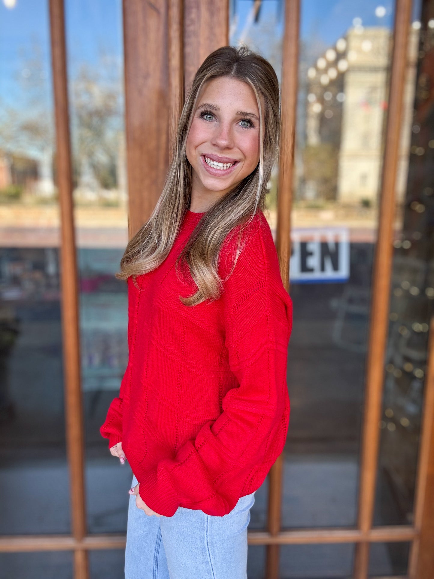 Crew Neck Red Sweater