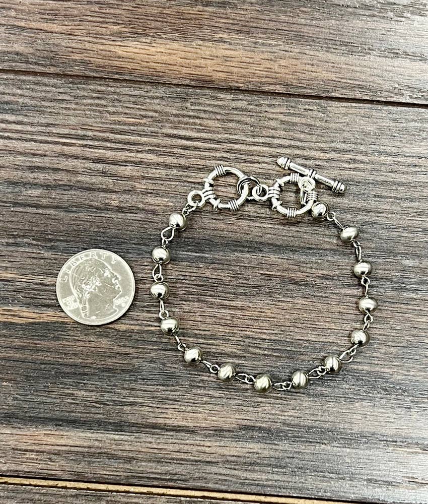 Bracelet - Silver Western Bead Adjustable