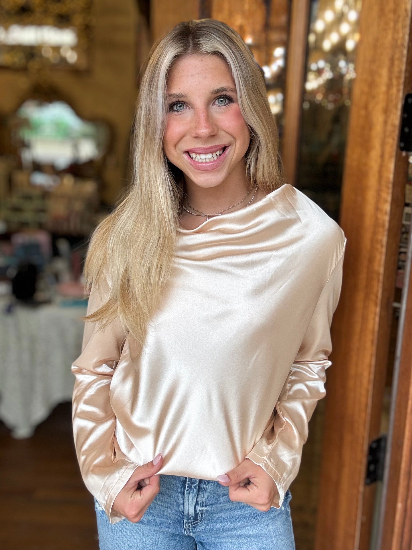 Blouse - Champagne Swing Collar