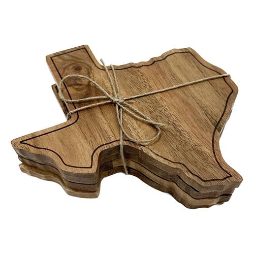 Home | Coasters Set of Four (4) Wooden Shape of Texas