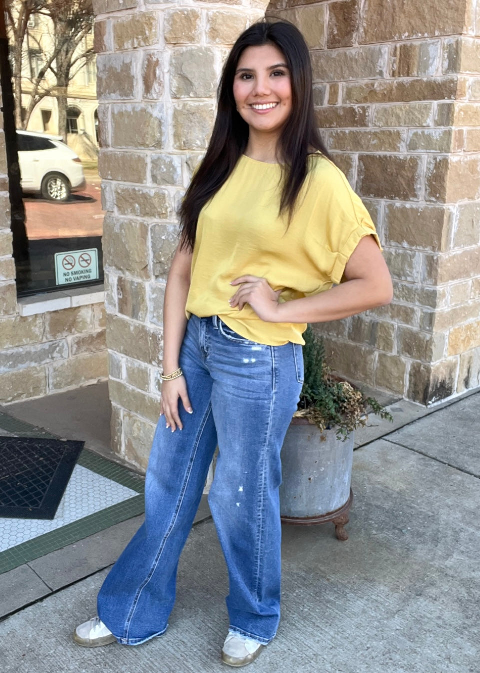 Tops | Blouse Pleated Sleeve Drop Shoulder