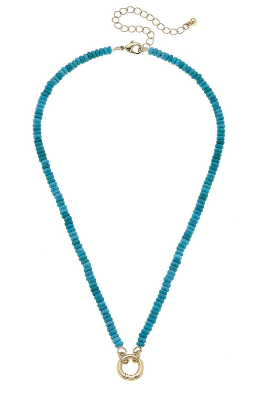 Jewelry | Necklace Lucy Gemstone Beaded Charm Base in Turquoise