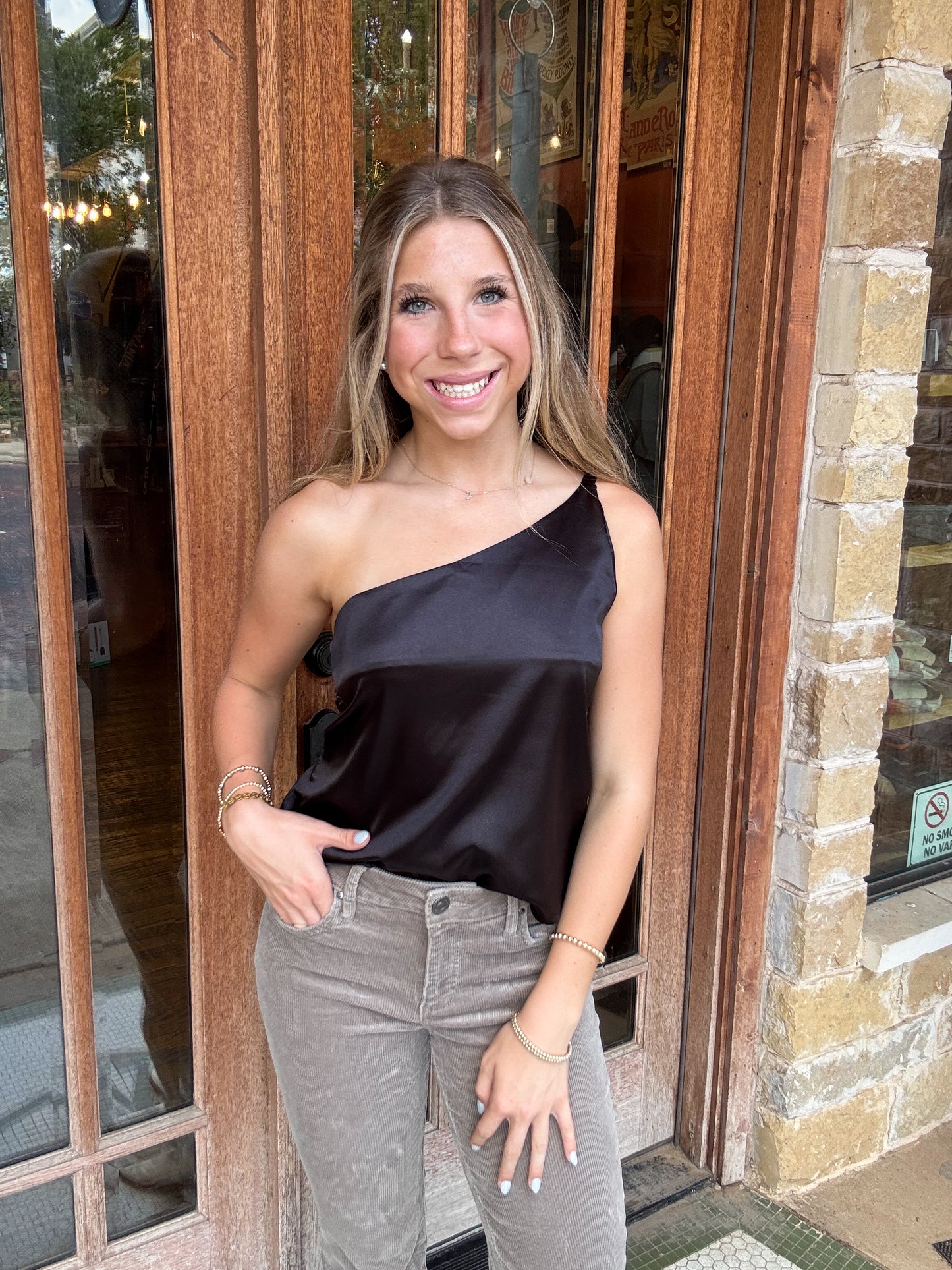 Tops | Blouse Satin One Shoulder Tank