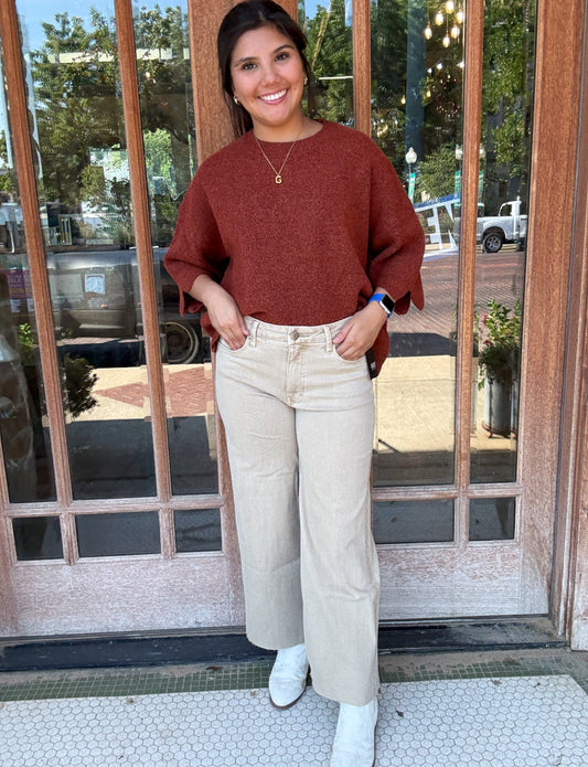 Bottoms | KUT From The Cloth Jeans Biscuit Meg High Rise Fab Ab Wide Leg Raw Hem