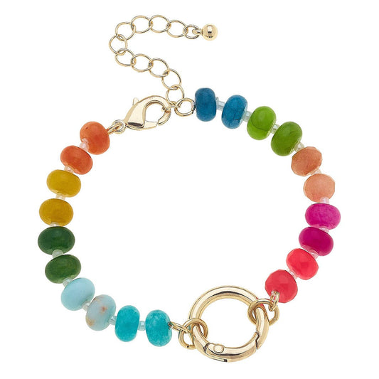 Jewelry | Bracelet Lucy Gemstone Beaded Charm Base in Rainbow Multi