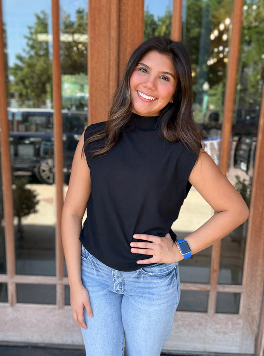 Tops | Blouse Onyx Stretchy Crinkled Fabric Sleeveless