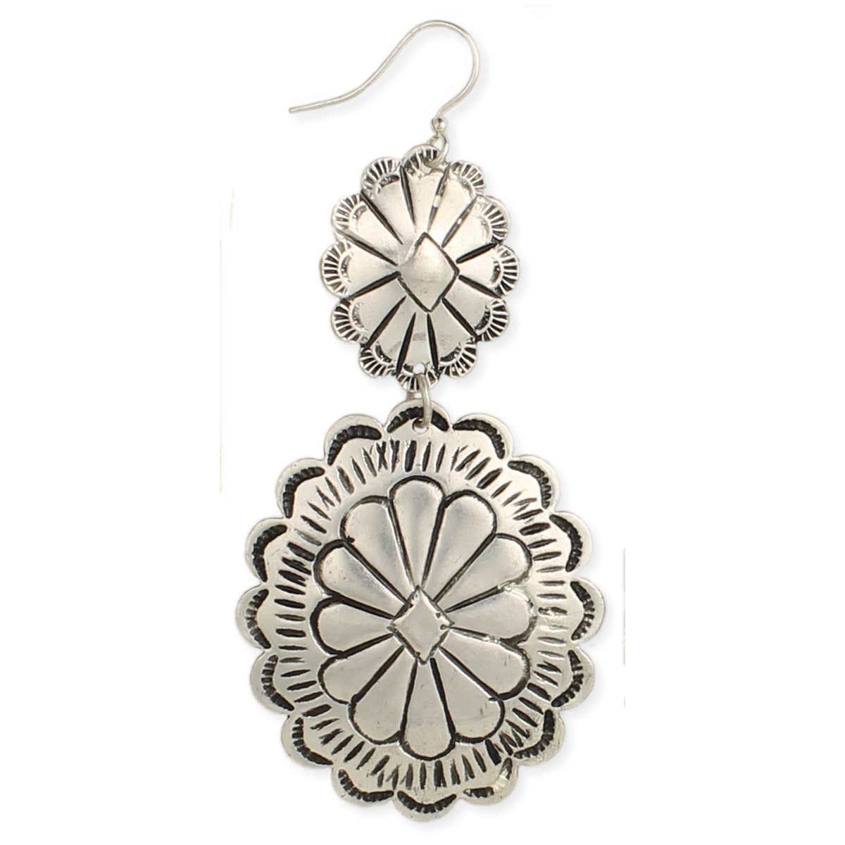 Silver Double Concha Drop Earrings