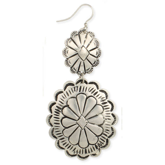 Silver Double Concha Drop Earrings