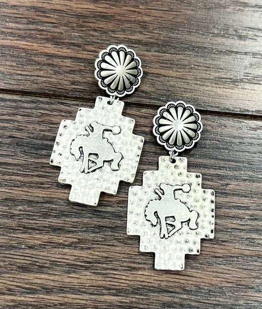 Earrings - Western Bronc Post