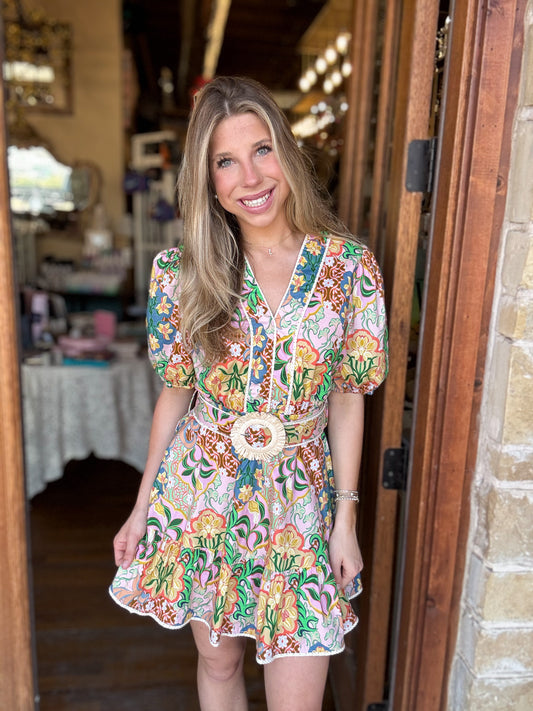 Garden Party Belted Mini Dress