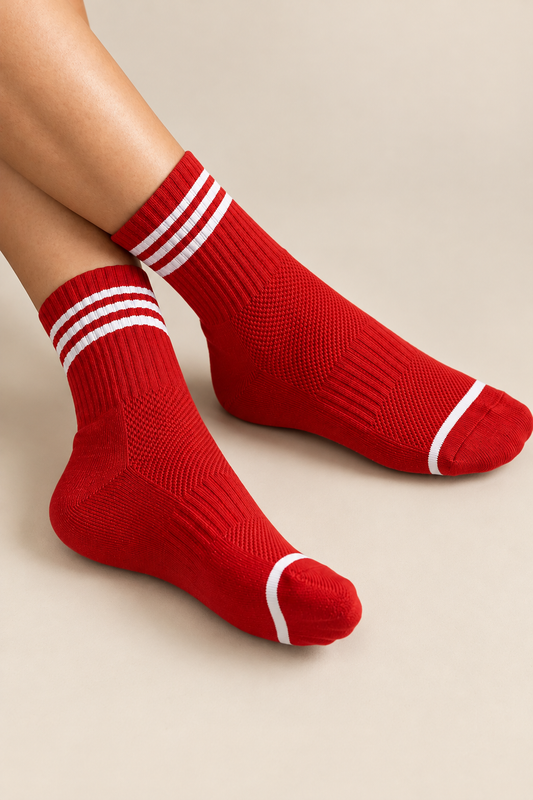 Socks - Red Triple Ring Crew