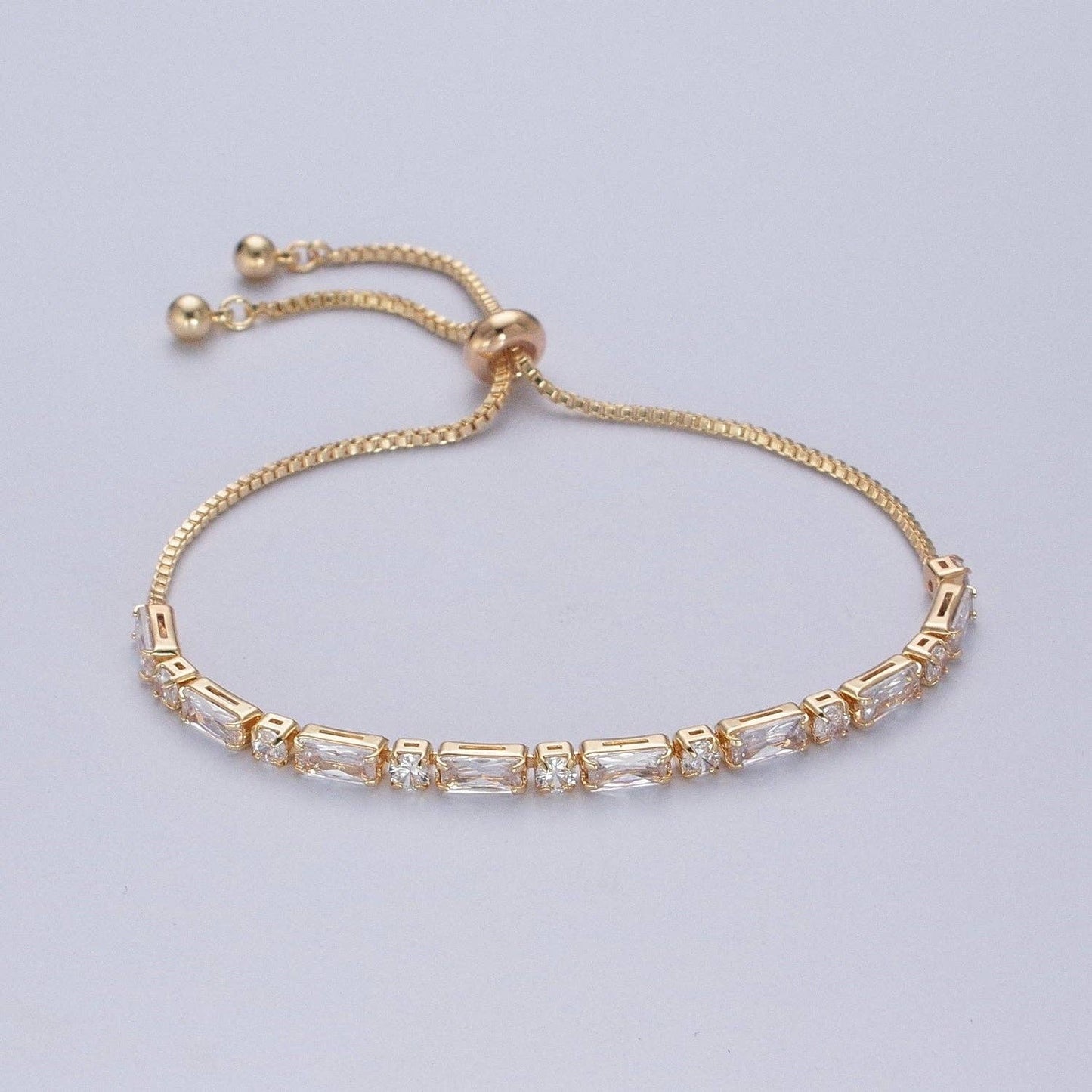 Jewelry | Bracelet 24K Gold Filled with Clear Baguette Cubic Zirconia