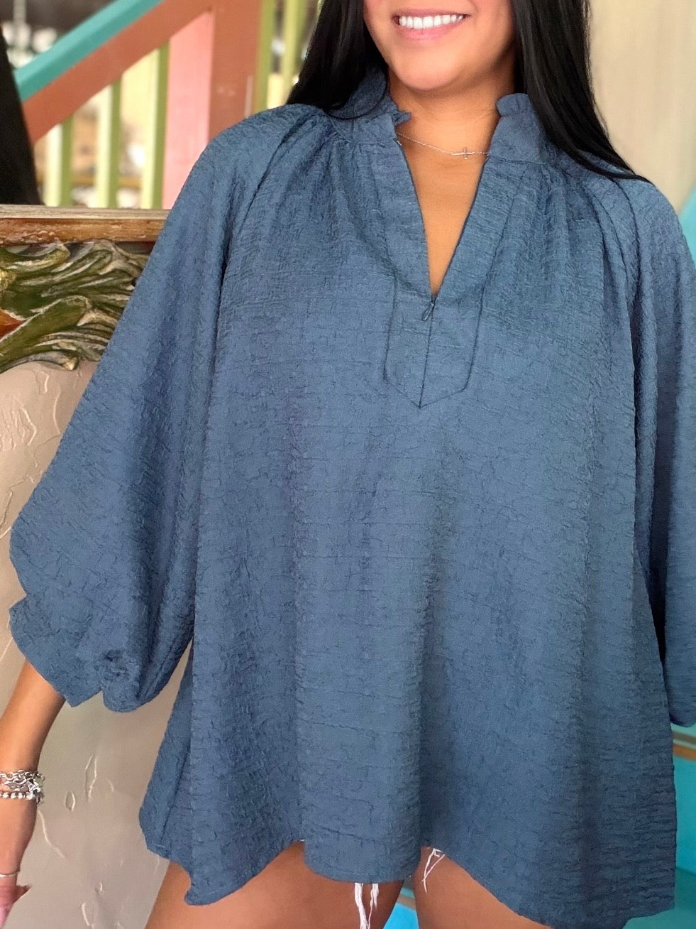 Blouse - Textured Slate Breeze